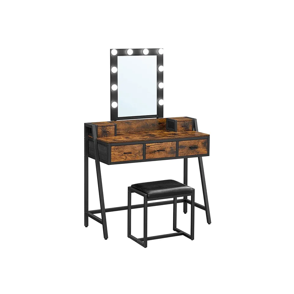 vasagle-schminktisch-im-industrie-design-mit-hocker image 1