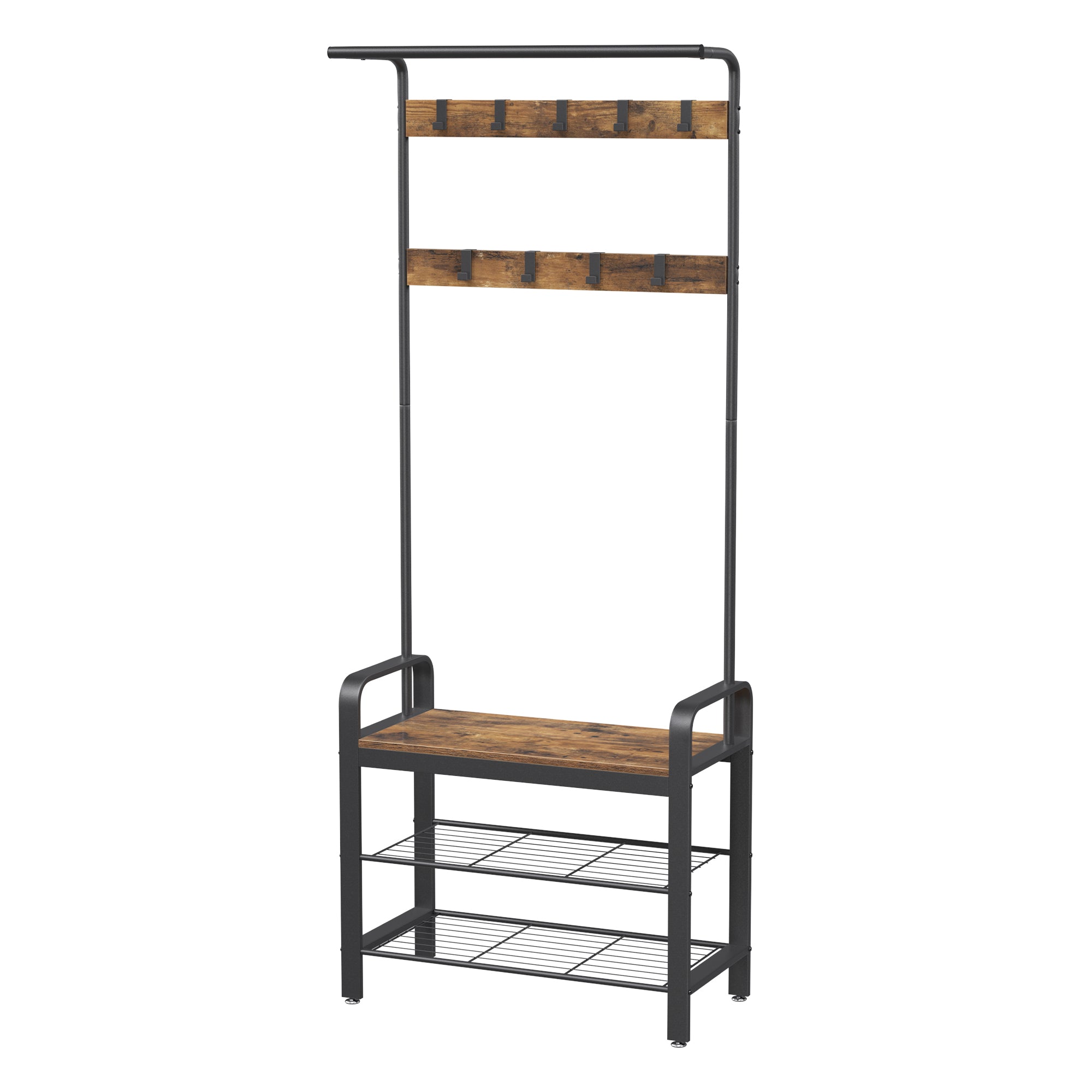 vasagle-garderobenst-nder-183-cm-hoch-greige-grau-mit-schuhregal-2 image 2
