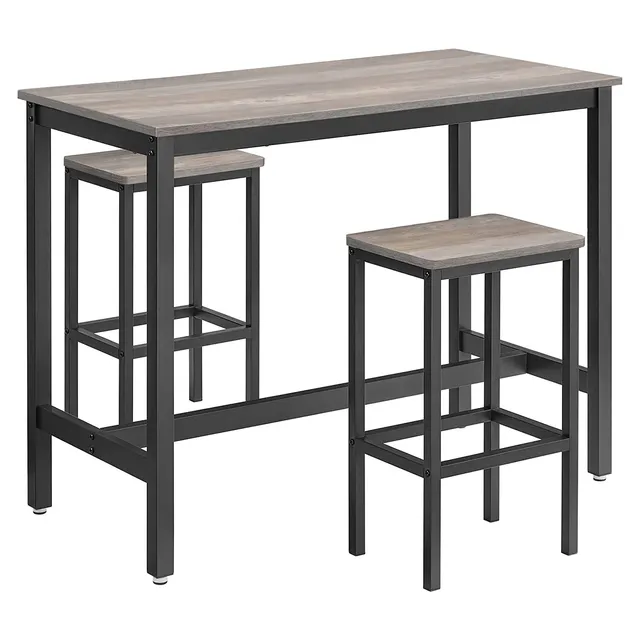 vasagle-bartisch-set-greige-schwarz-mit-2-barhockern image 1