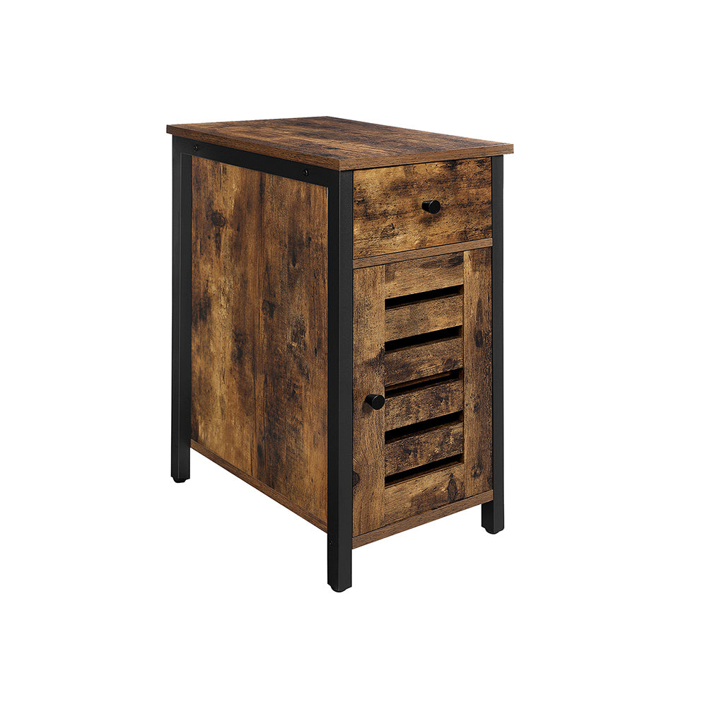 vasagle-beistelltisch-30-cm-breit-mit-schublade-und-lamellent-r-vintagebraun-sch image 2