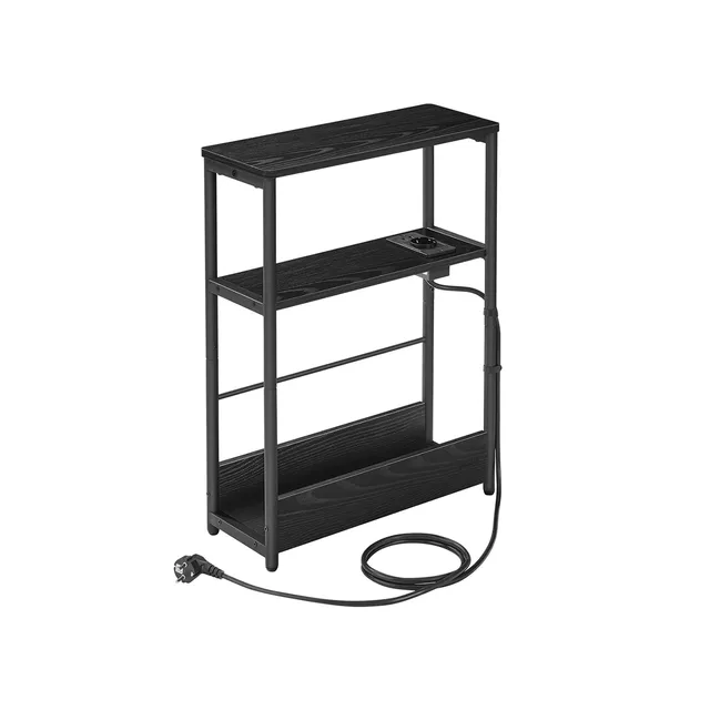vasagle-beistelltisch-mit-ladefunktion-schmal-mit-3-ablagen image 1