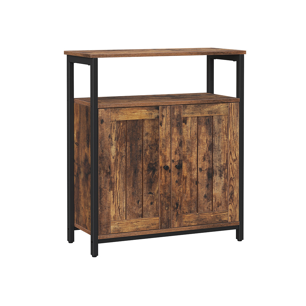 vasagle-sideboard-multifunktional-mit-t-ren-vintagebraun-schwarz image 2