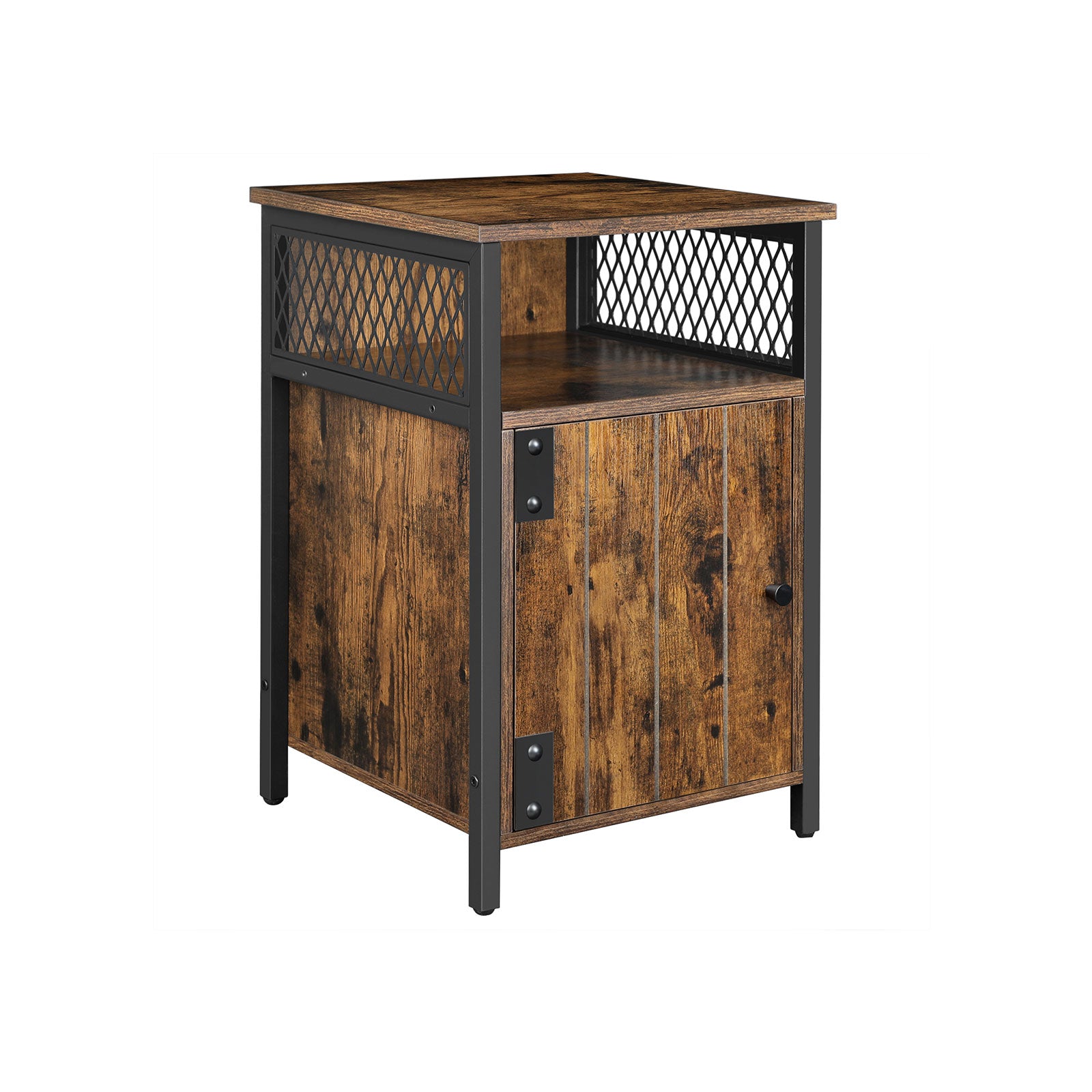 vasagle-nachttisch-40x40x60-cm-mit-offenem-fach-vintagebraun-schwarz image 1