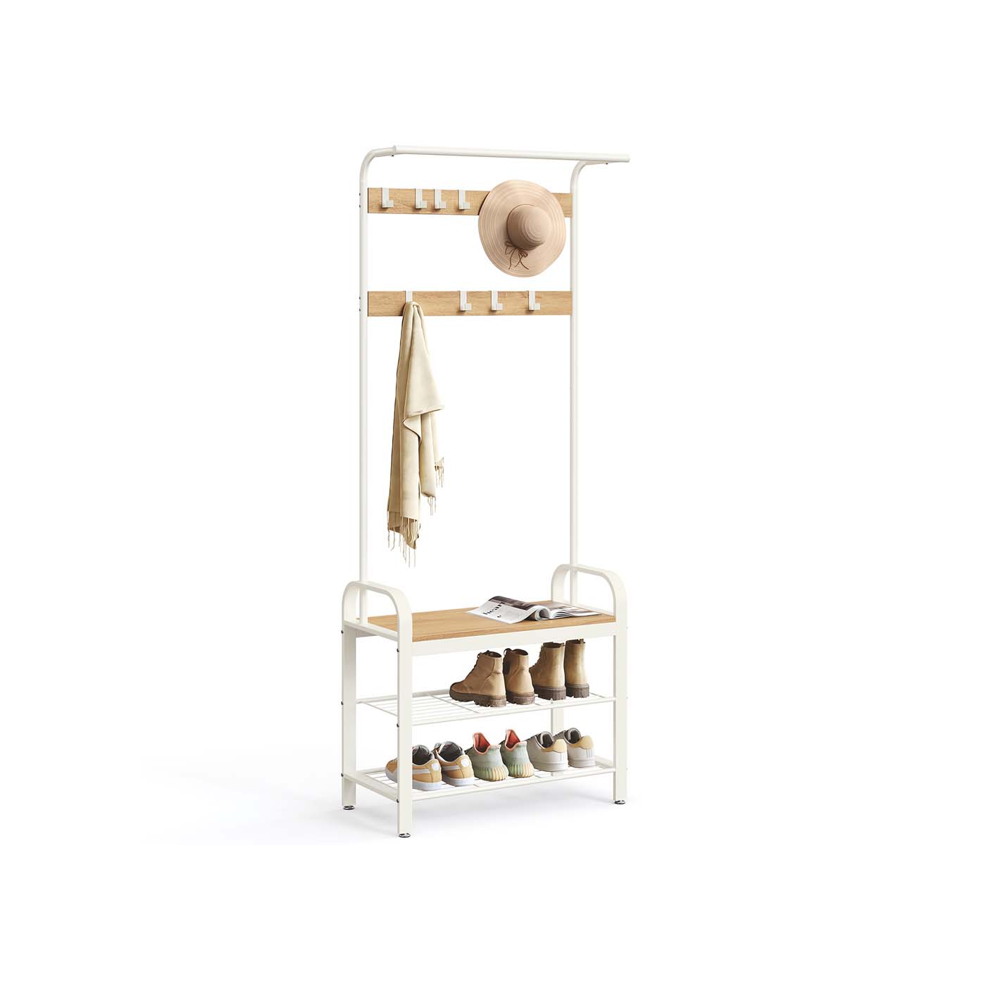 vasagle-garderobenst-nder-183-cm-hoch-greige-grau-mit-schuhregal image 3