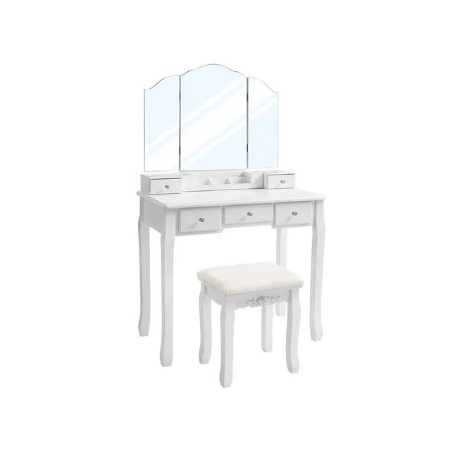 vasagle-frisiertisch-mit-klappspiegel-und-hocker-inklusive-sitz image 1