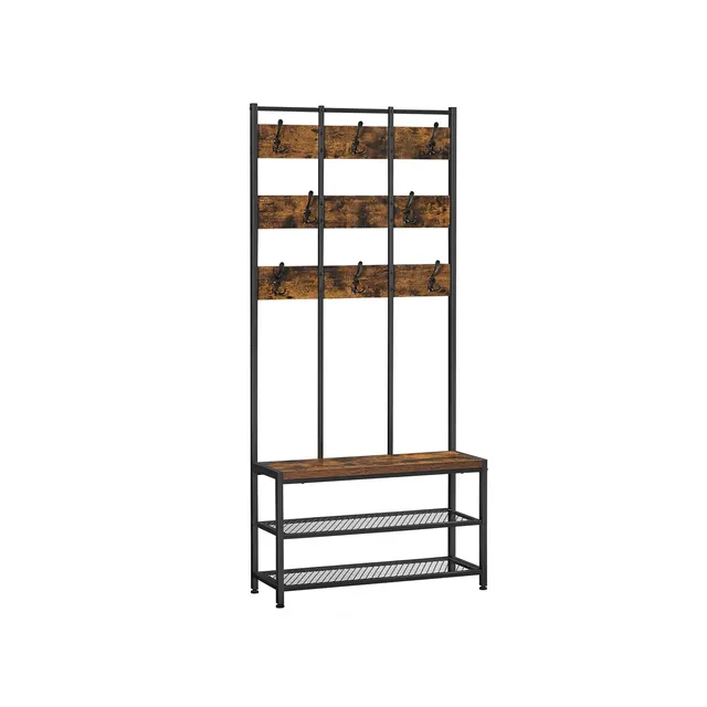 vasagle-alinru-garderobenst-nder-vintagebraun-schwarz-mit-8-haken image 1