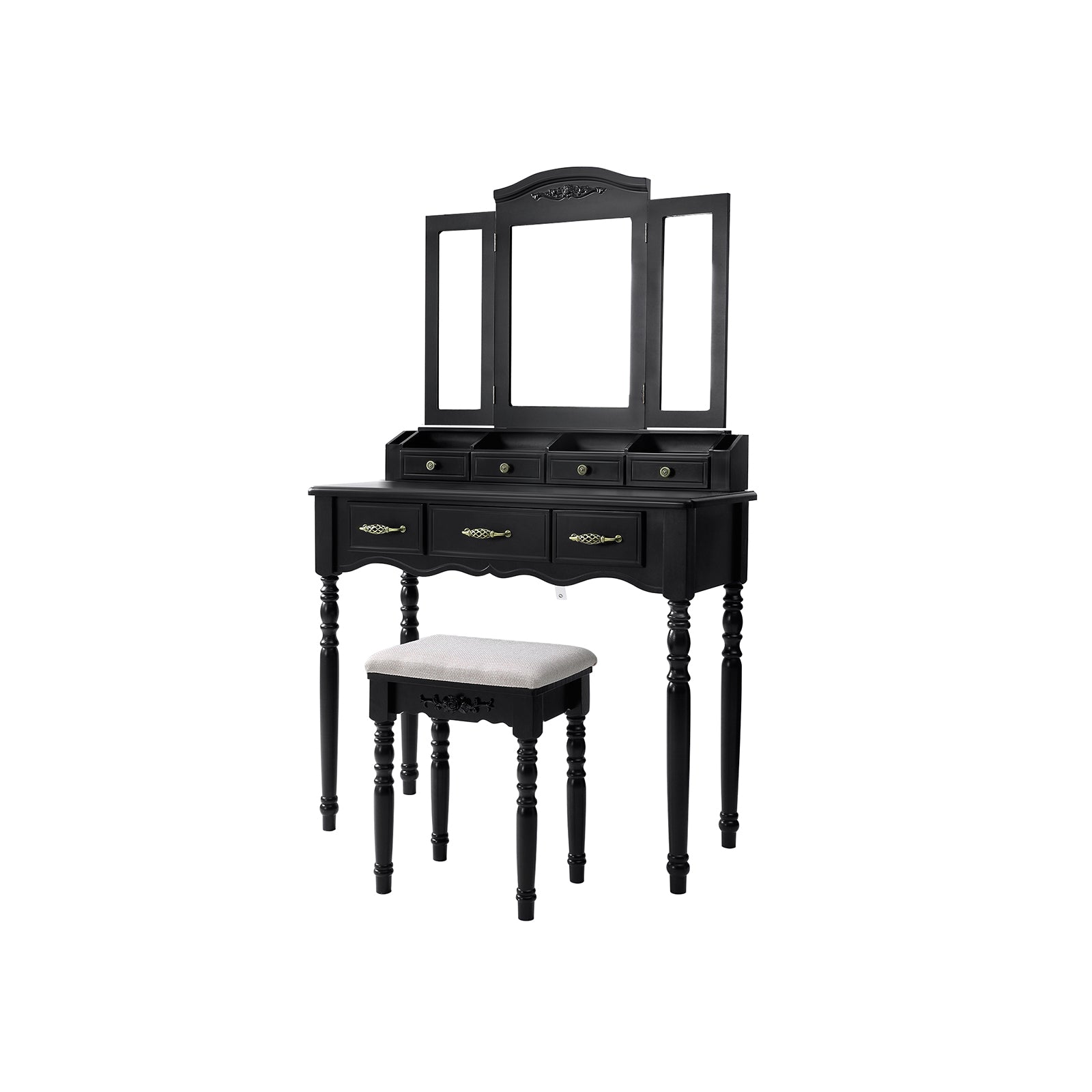 vasagle-schminktisch-mit-7-schubladen-klappspiegel-hocker-wei-80-x-40-x-137-5-cm image 3