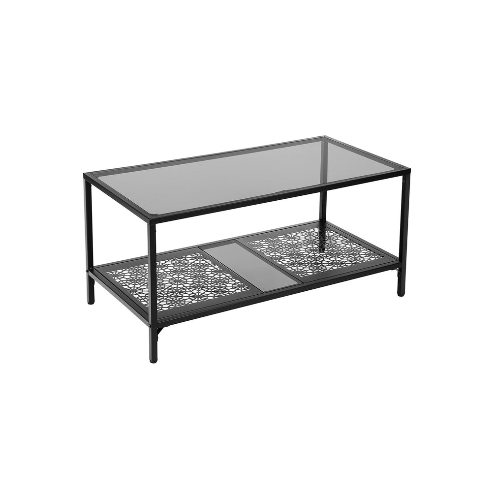 vasagle-couchtisch-glas-mit-blumenmuster-schwarz-lgt11bk-hartglas image 2