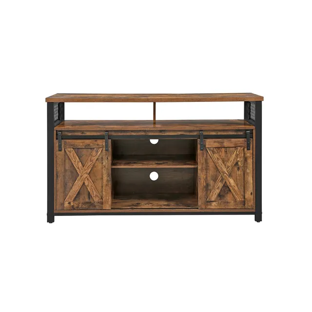 vasagle-tv-schrank-vintagebraun-schwarz-135-x-40-x-76-cm-mit-verstellbaren-regal image 1