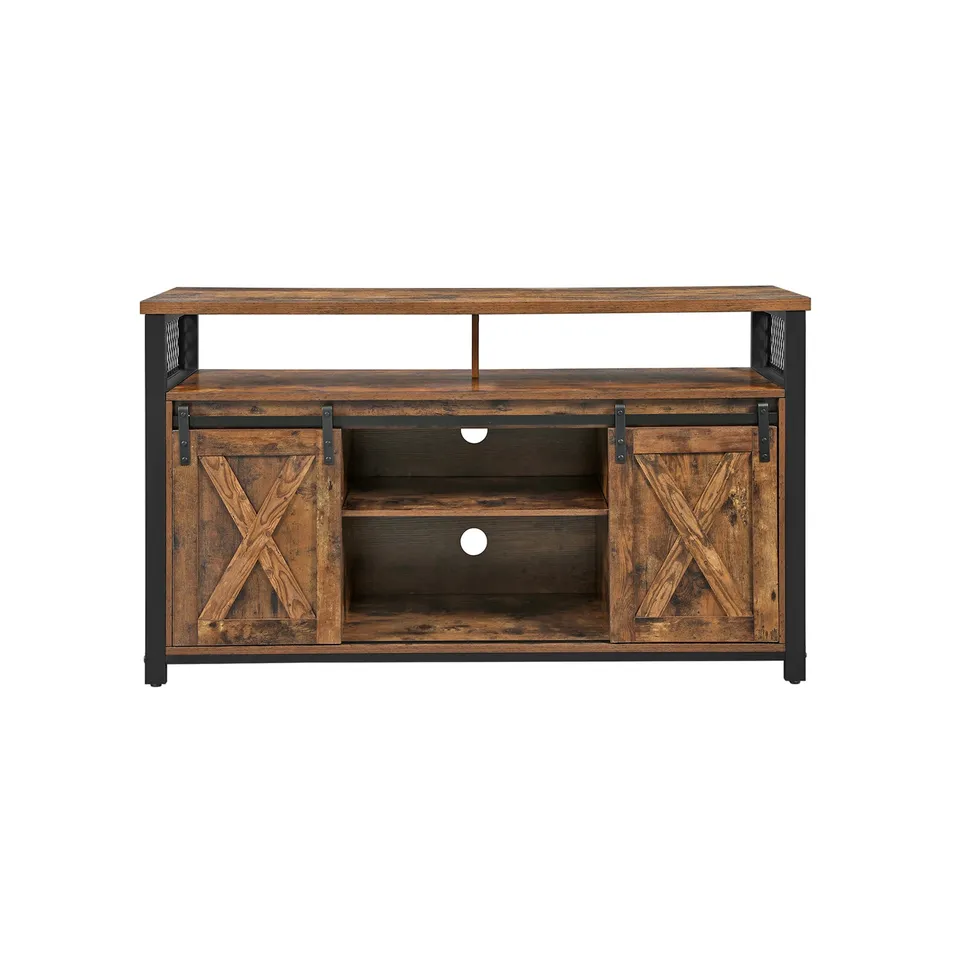 vasagle-tv-schrank-vintagebraun-schwarz-135-x-40-x-76-cm-mit-verstellbaren-regal image 1