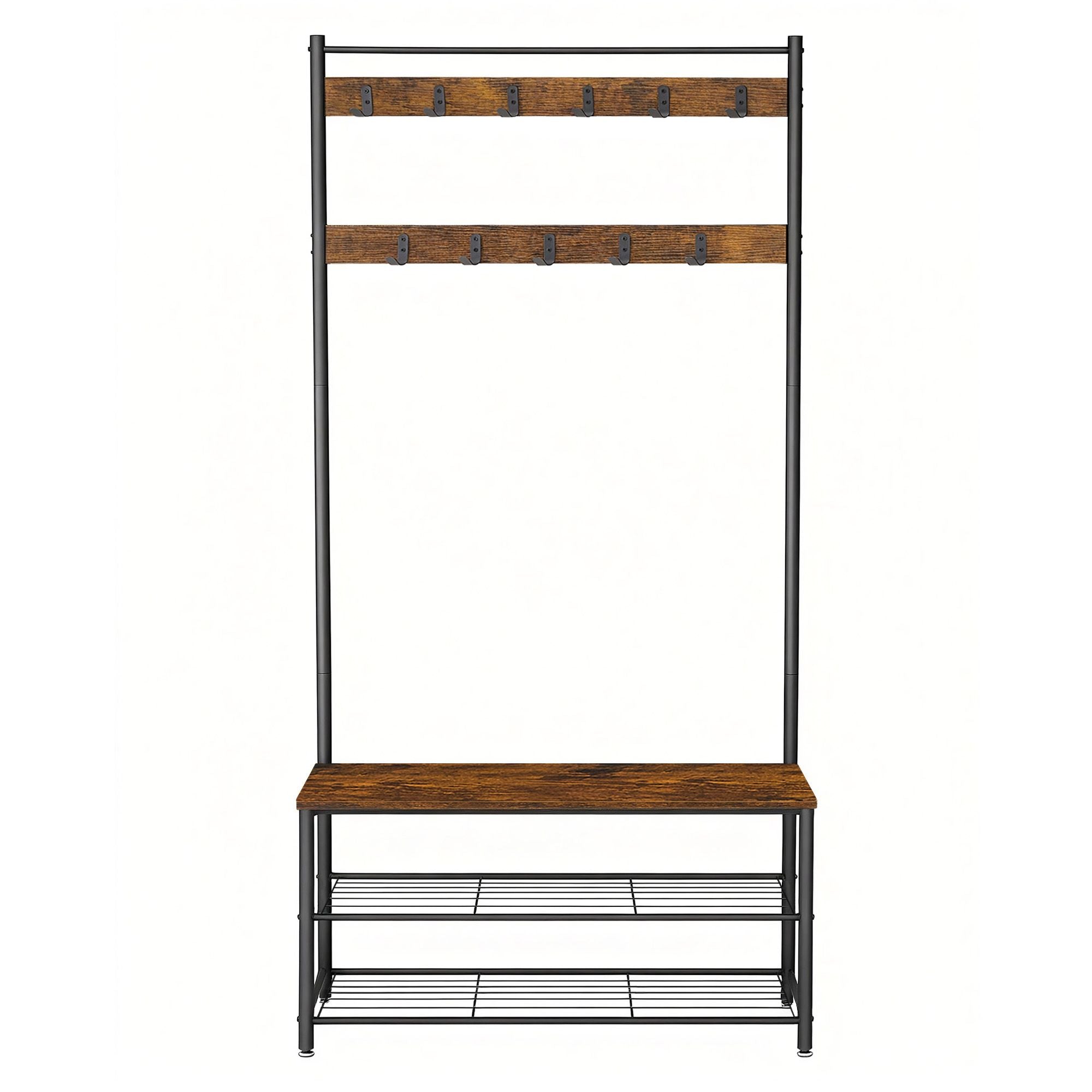 vasagle-garderobenst-nder-mit-3-ablagen-und-sitzbank-vintagebraun-schwarz image 1