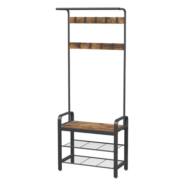vasagle-garderobenst-nder-183-cm-hoch-greige-grau-mit-schuhregal-2 image 1