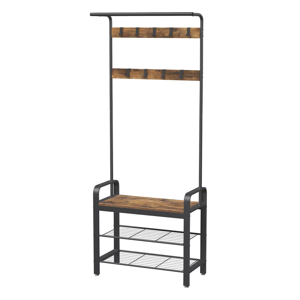 vasagle-garderobenst-nder-183-cm-hoch-greige-grau-mit-schuhregal-2 image 1