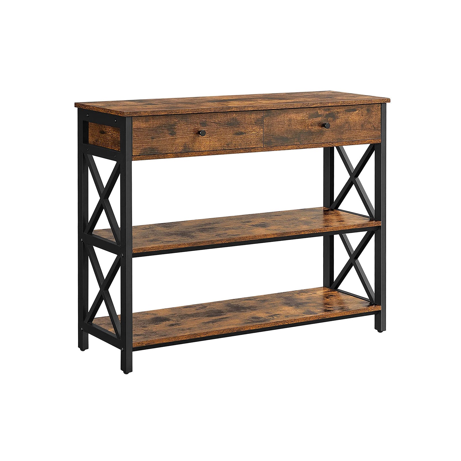 vasagle-konsolentisch-industriestil-mit-2-schubladen-100x33x80-cm image 1