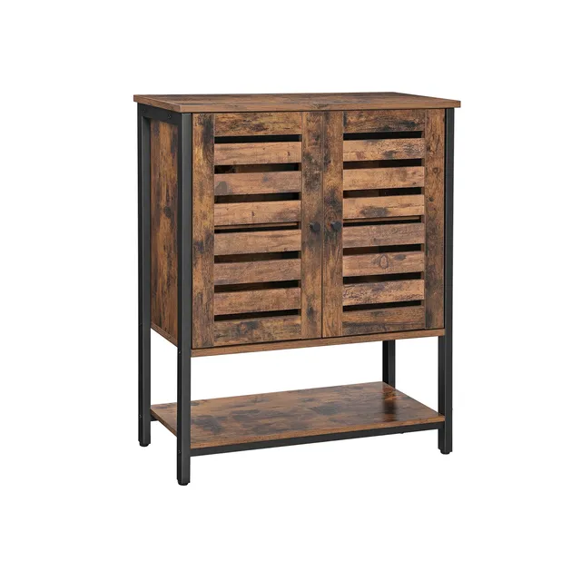 vasagle-k-chenschrank-mit-lamellent-ren-und-regalablage-vintagebraun-schwarz image 1