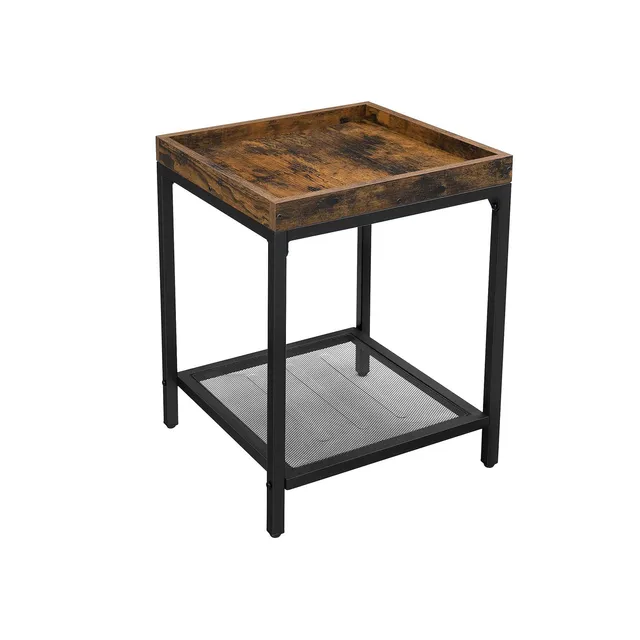 vasagle-beistelltisch-sofatisch-40x40x55-vintagebraun-schwarz image 1