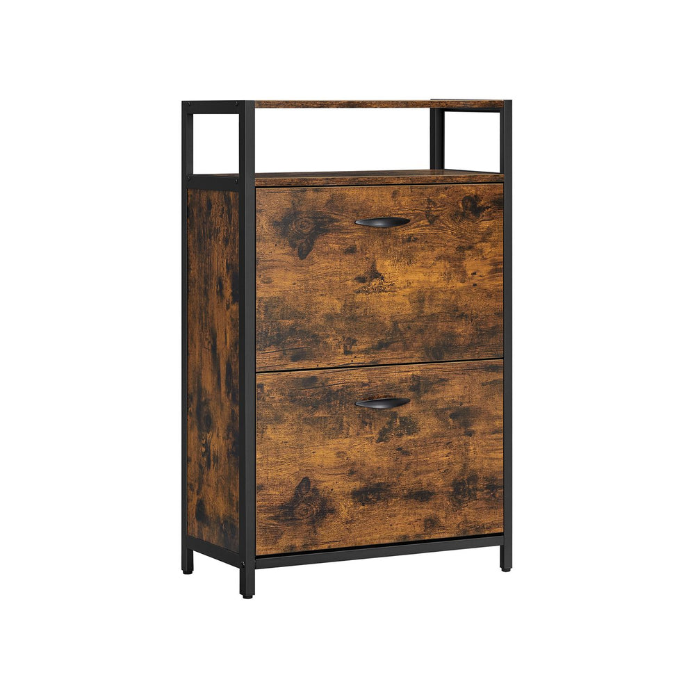 vasagle-schuhschrank-mit-2-klappen-rustikal-mit-stahlgestell image 3