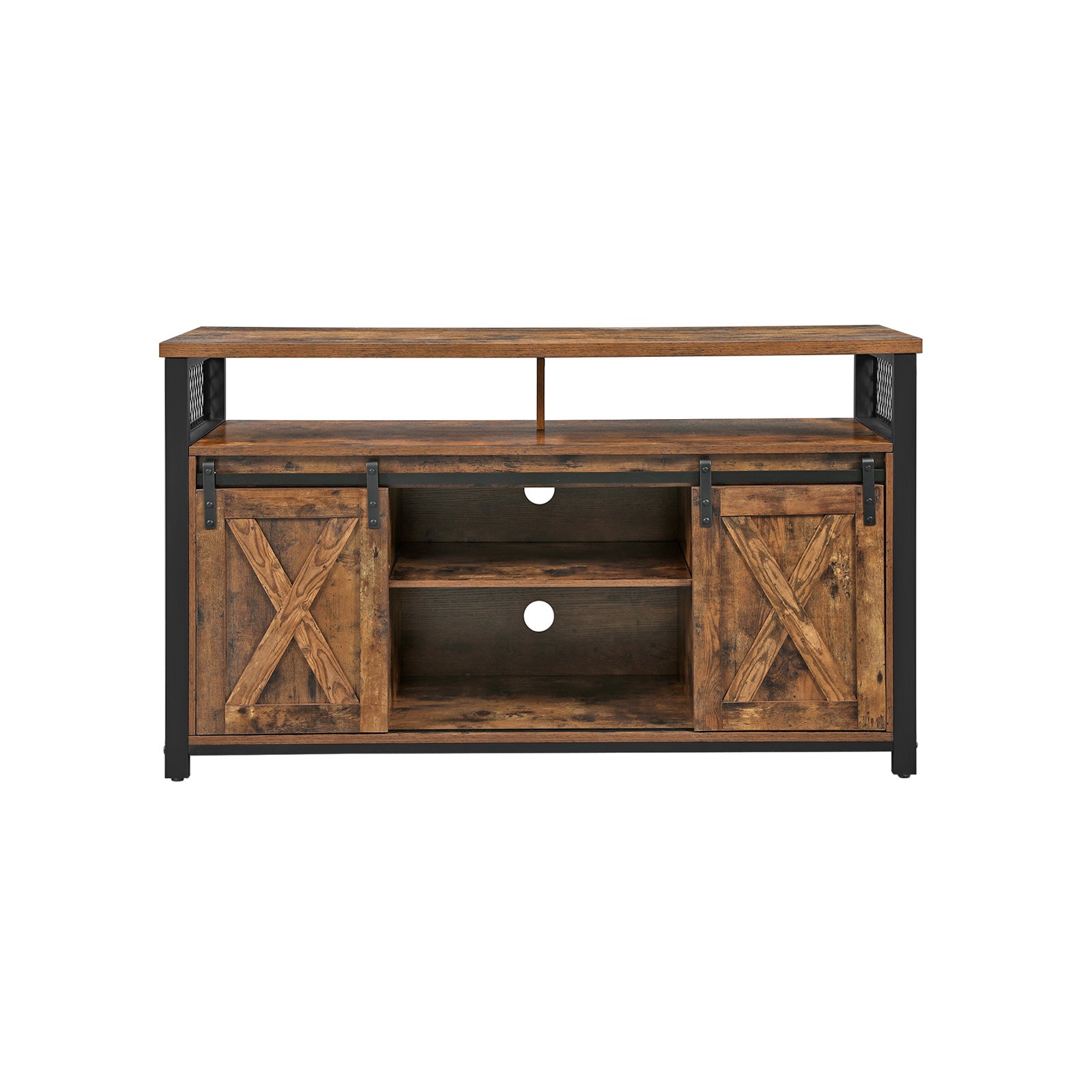 vasagle-tv-schrank-vintagebraun-schwarz-135-x-40-x-76-cm-mit-verstellbaren-regal image 2