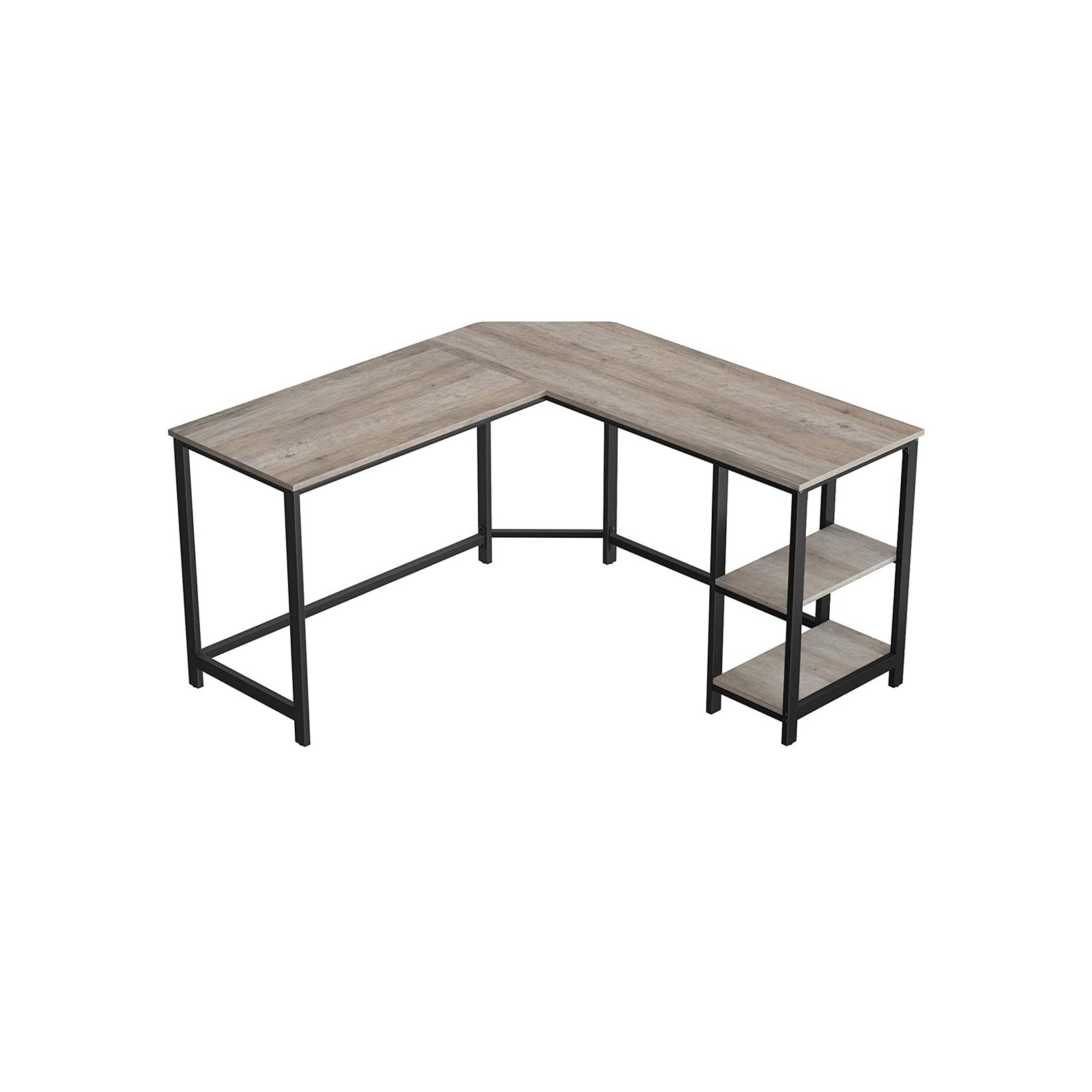 vasagle-l-f-rmiger-schreibtisch-mit-2-ablagen-greige-schwarz image 3