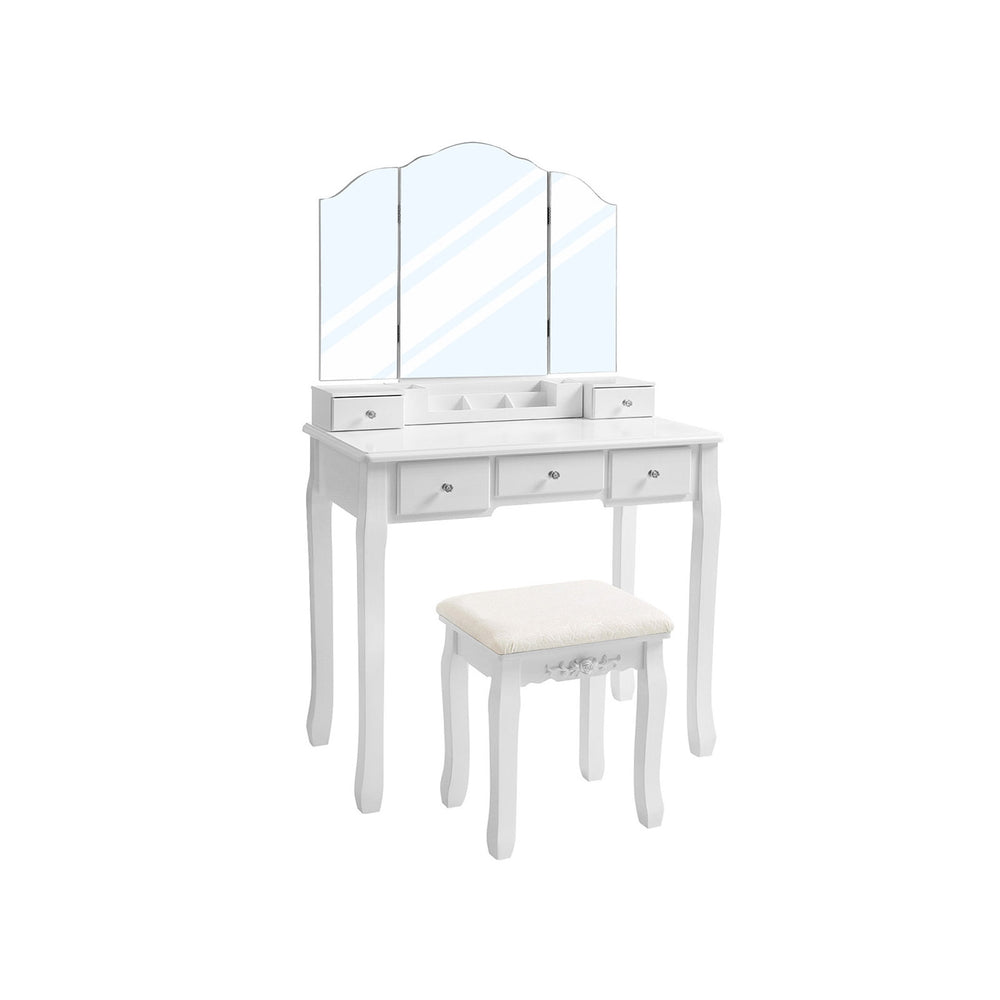 vasagle-frisiertisch-mit-klappspiegel-und-hocker-inklusive-sitz image 2